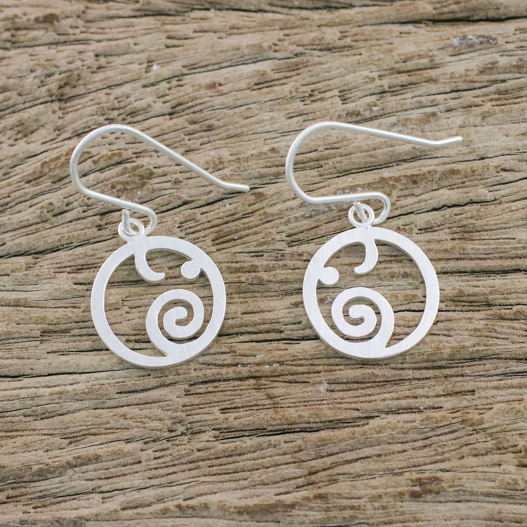 Circular Sterling Silver Elephant Earrings from Thailand - Stellar Elephants