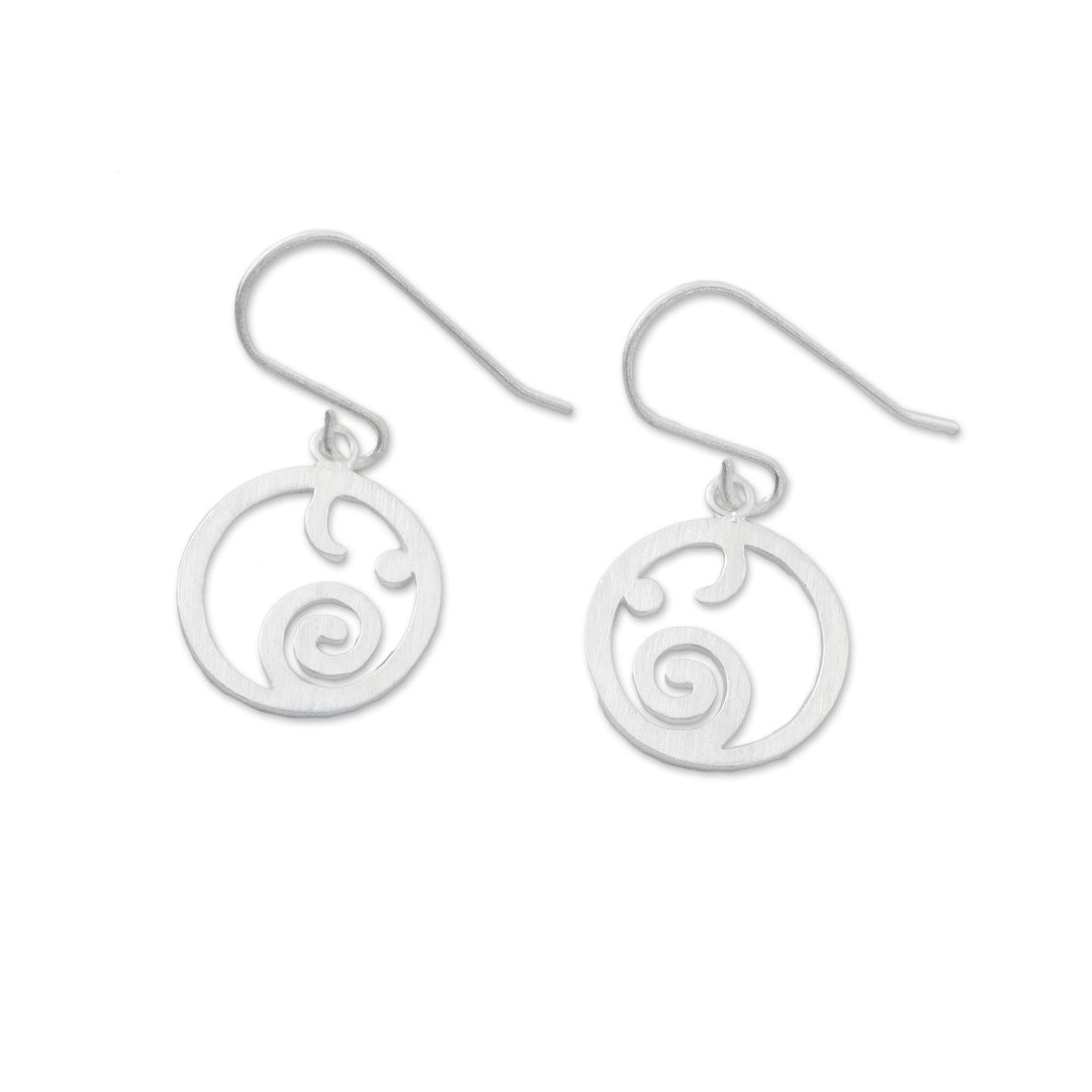 Circular Sterling Silver Elephant Earrings from Thailand - Stellar Elephants