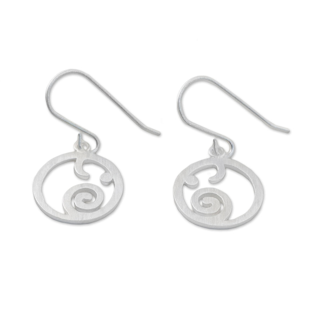 Circular Sterling Silver Elephant Earrings from Thailand - Stellar Elephants