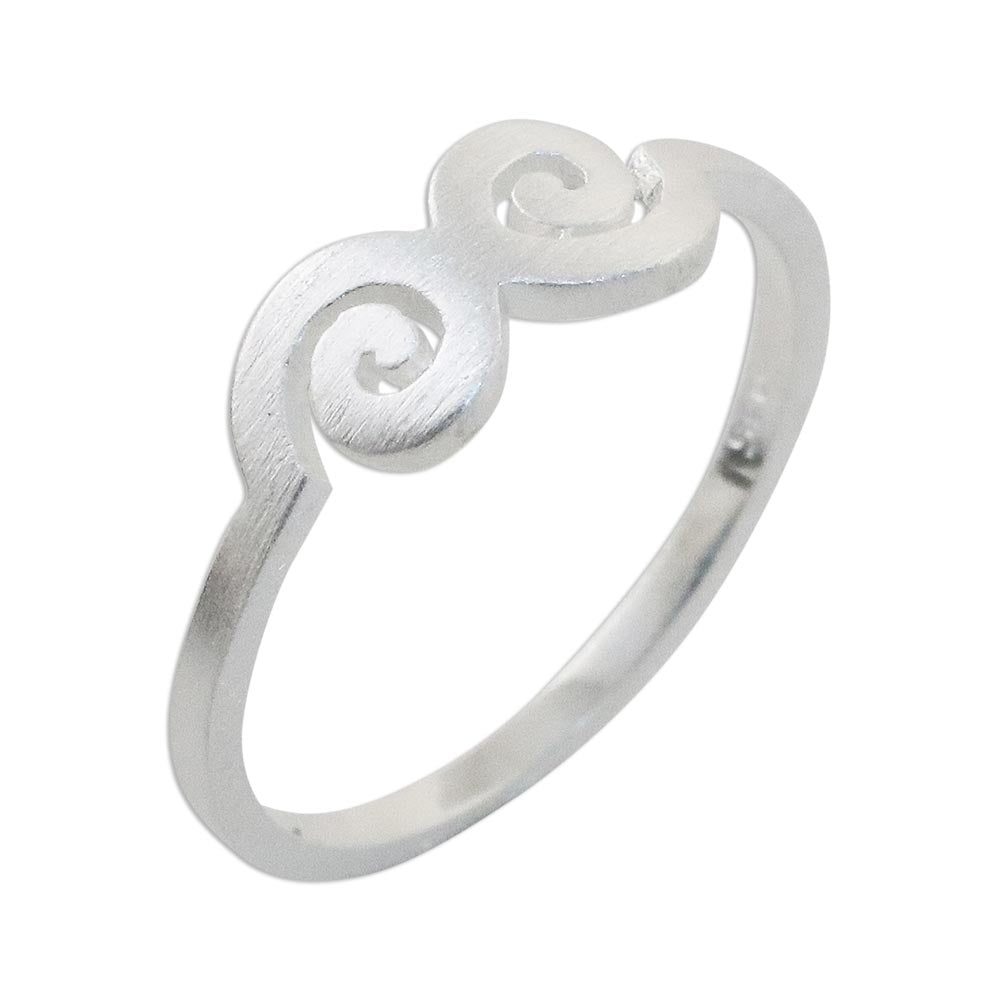 Spiral Motif Sterling Silver Mid-Finger Ring from Thailand - Cloud Swirls