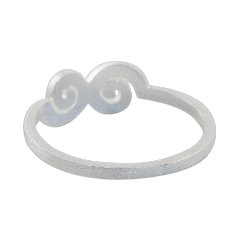 Spiral Motif Sterling Silver Mid-Finger Ring from Thailand - Cloud Swirls