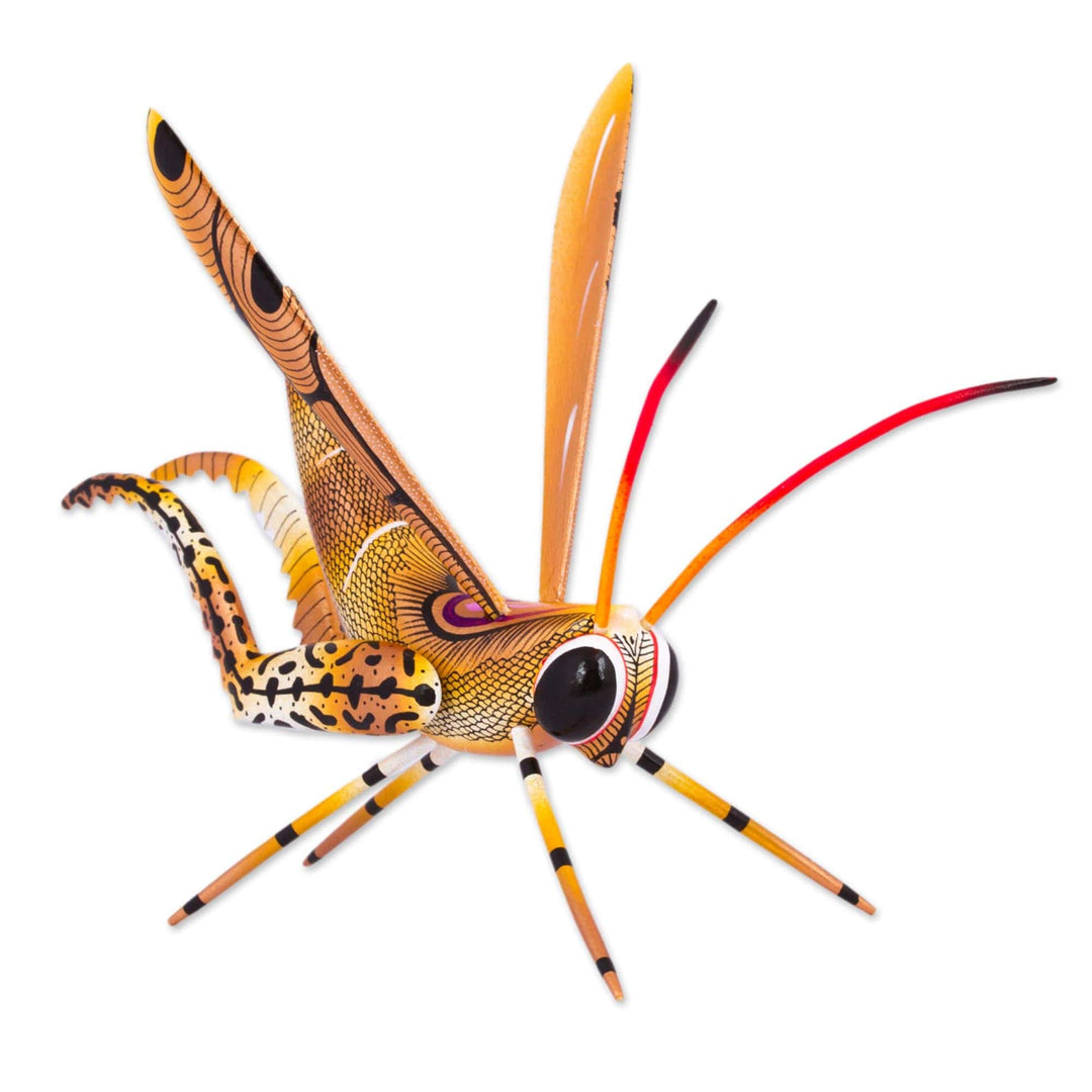 Cricket Copal Alebrije Wood Sculpture from Mexico - Golden Cricket