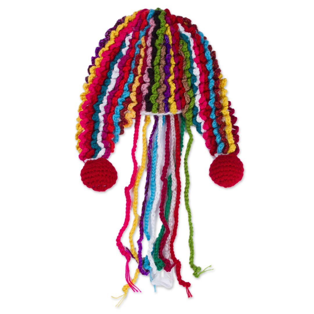Hand-Crocheted Fringed Alpaca Blend Chullo Hat from Peru - Colorful Carnival