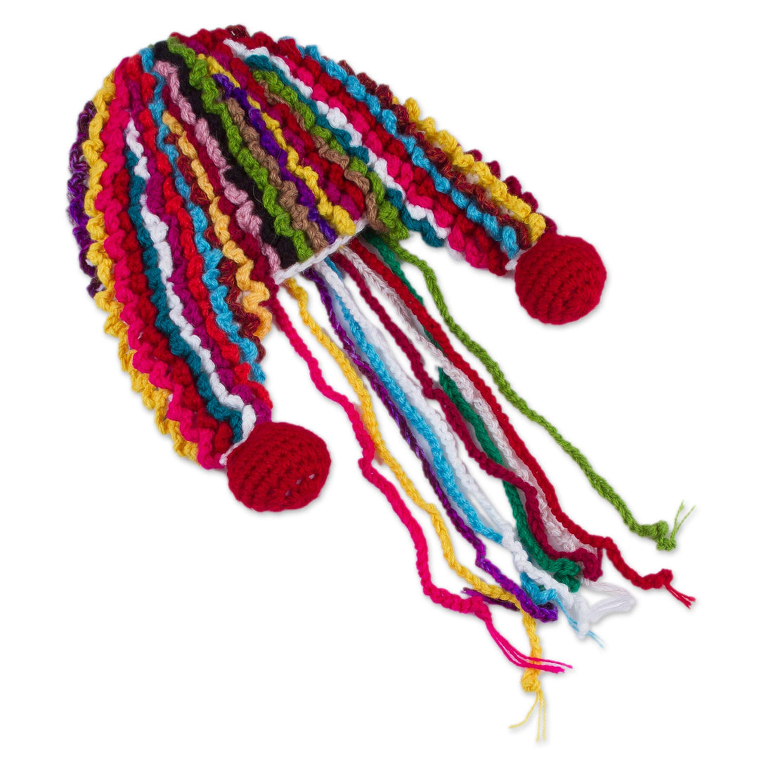 Hand-Crocheted Fringed Alpaca Blend Chullo Hat from Peru - Colorful Carnival