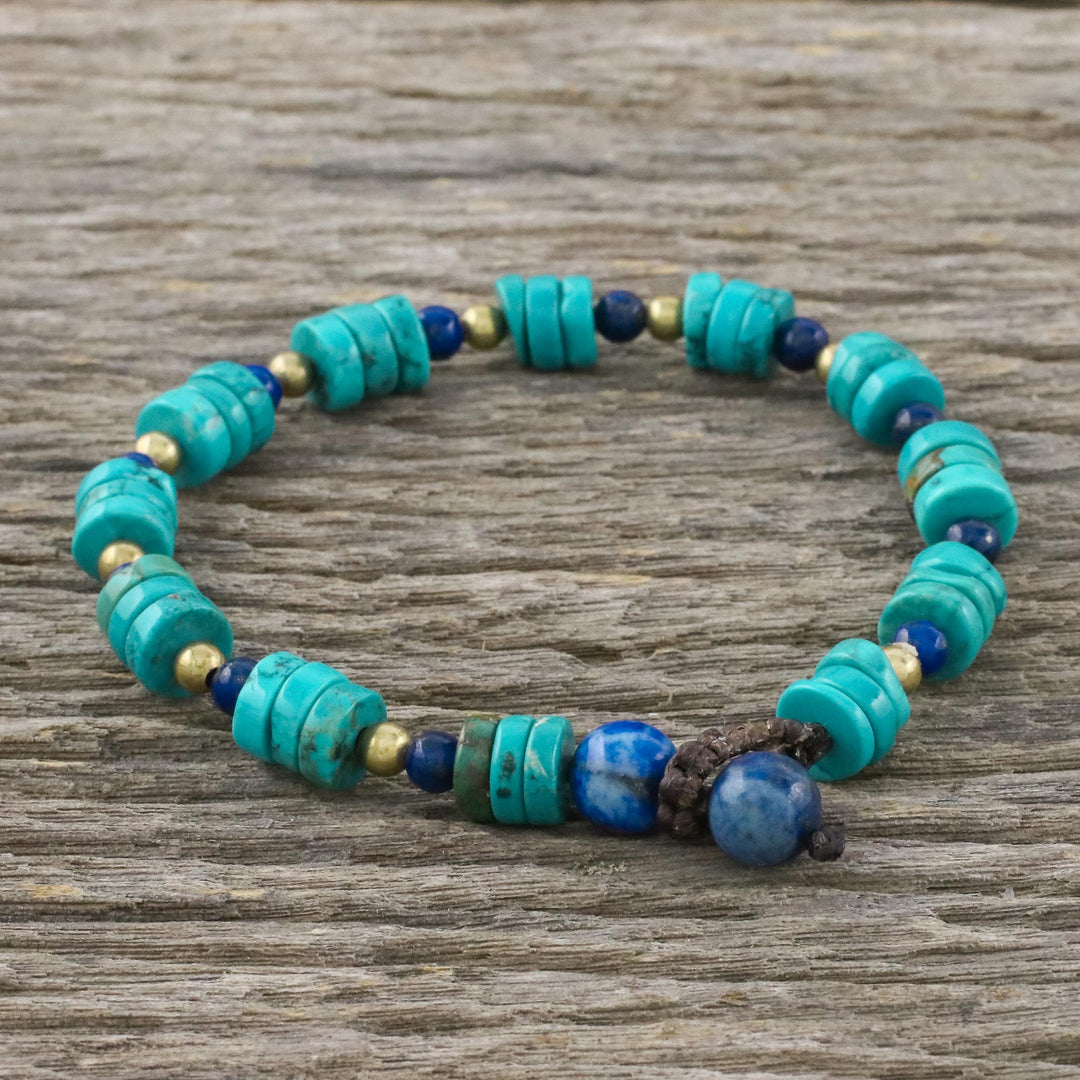 Handcrafted Calcite and Lapis Lazuli Beaded Bracelet - Oceanic Wonder