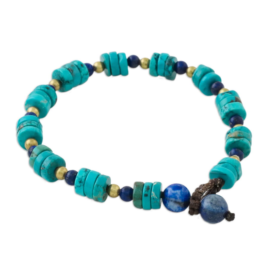 Handcrafted Calcite and Lapis Lazuli Beaded Bracelet - Oceanic Wonder