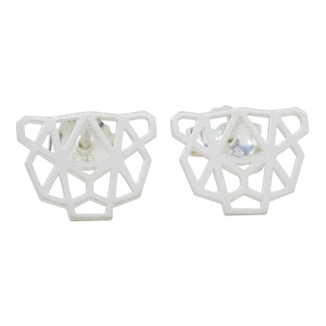 Handmade 925 Sterling Silver Cheetah Stud Earrings Thailand - Cheetah Face