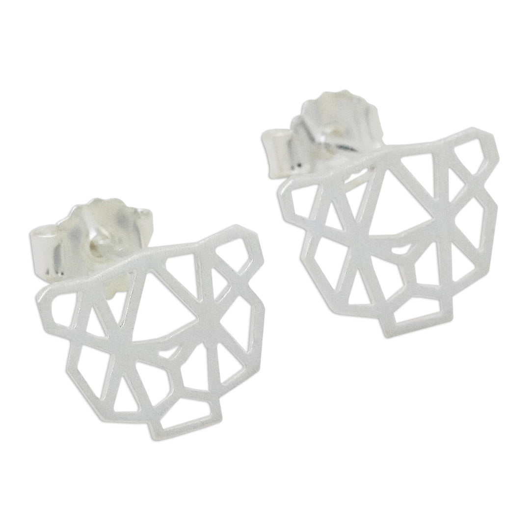 Handmade 925 Sterling Silver Cheetah Stud Earrings Thailand - Cheetah Face