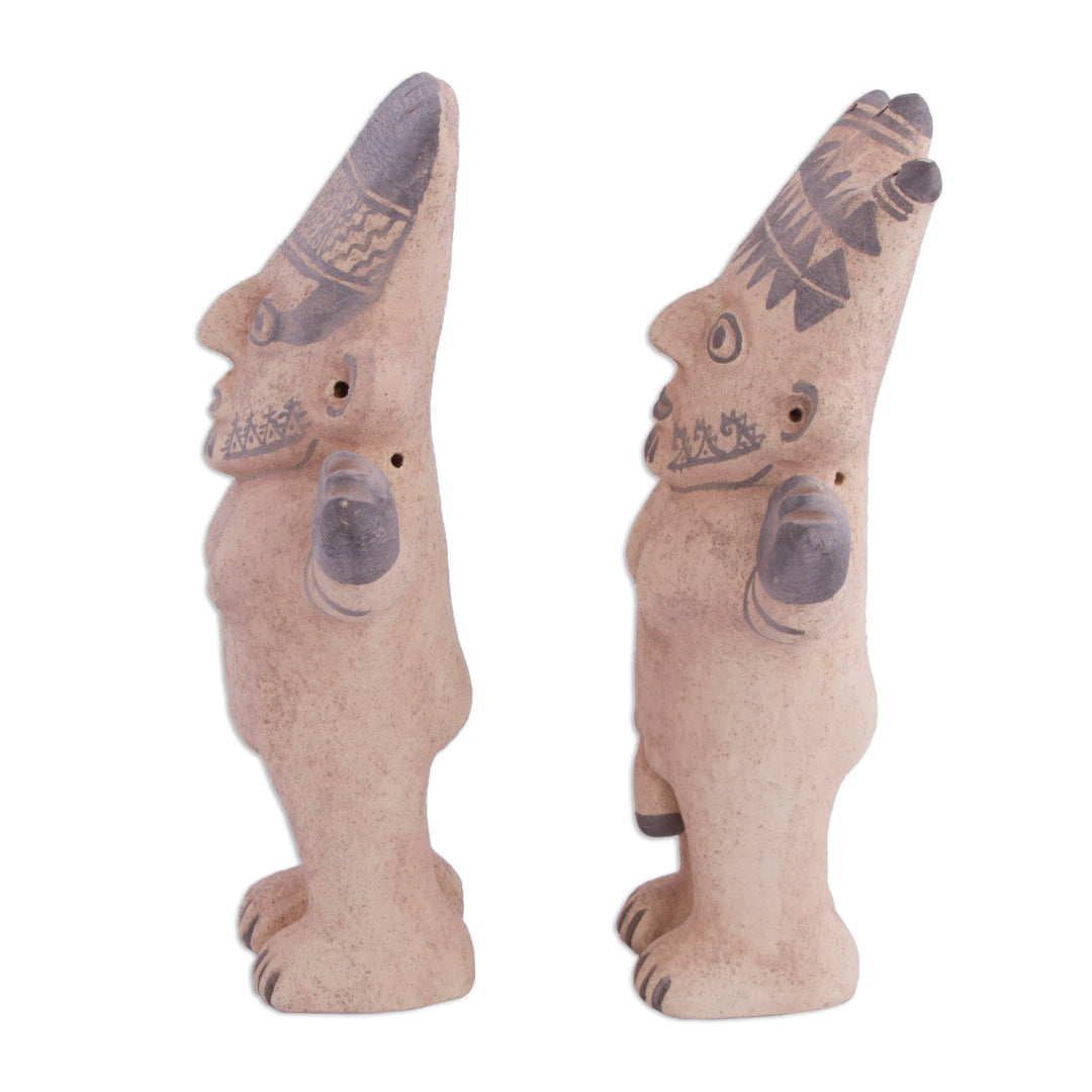 Male and Female Chancay Ceramic Replica Sculptures from Peru - Chancay Duality