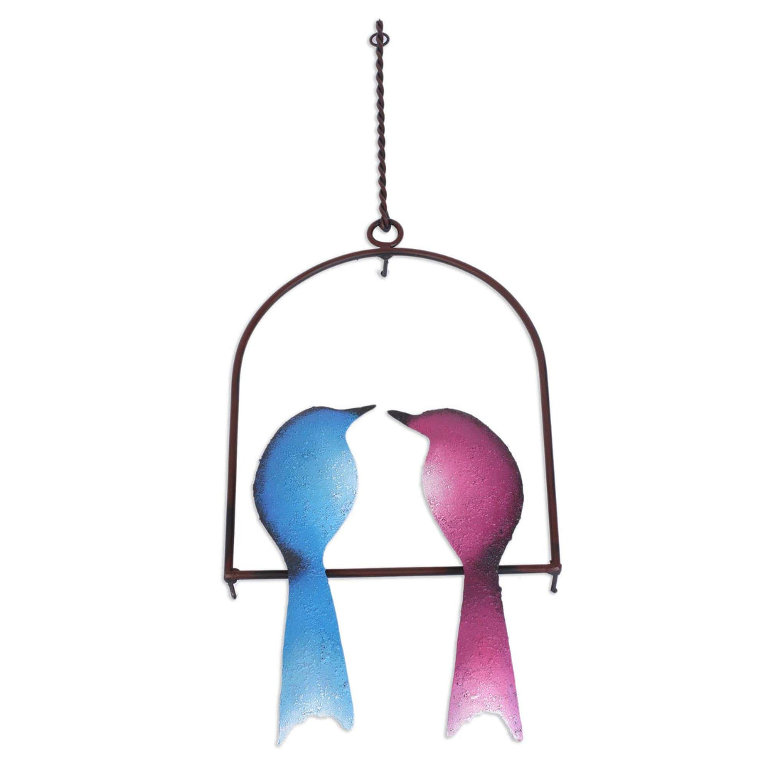 Steel Wall Sculpture of Two Birds from Mexico - Romantic Birds
