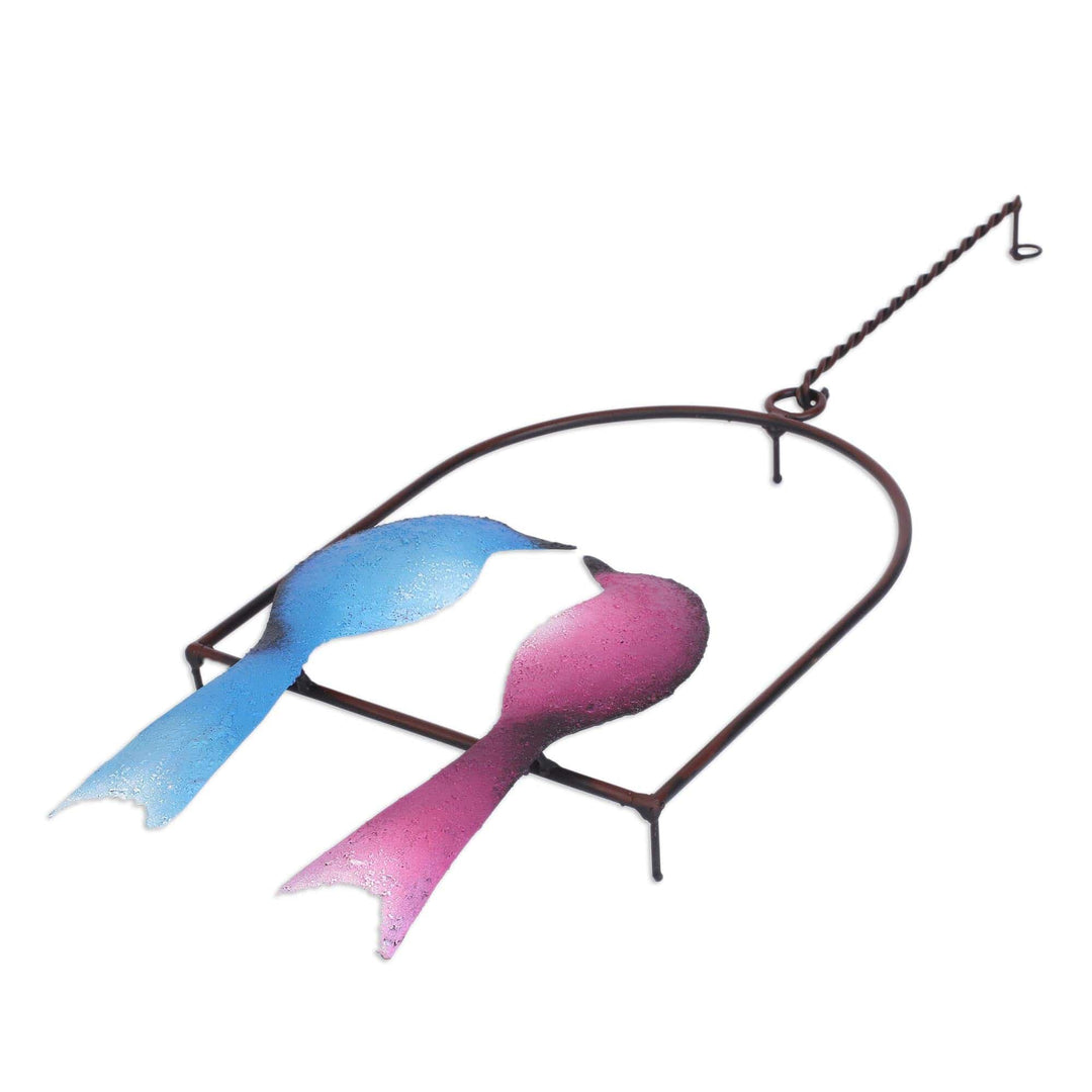 Steel Wall Sculpture of Two Birds from Mexico - Romantic Birds