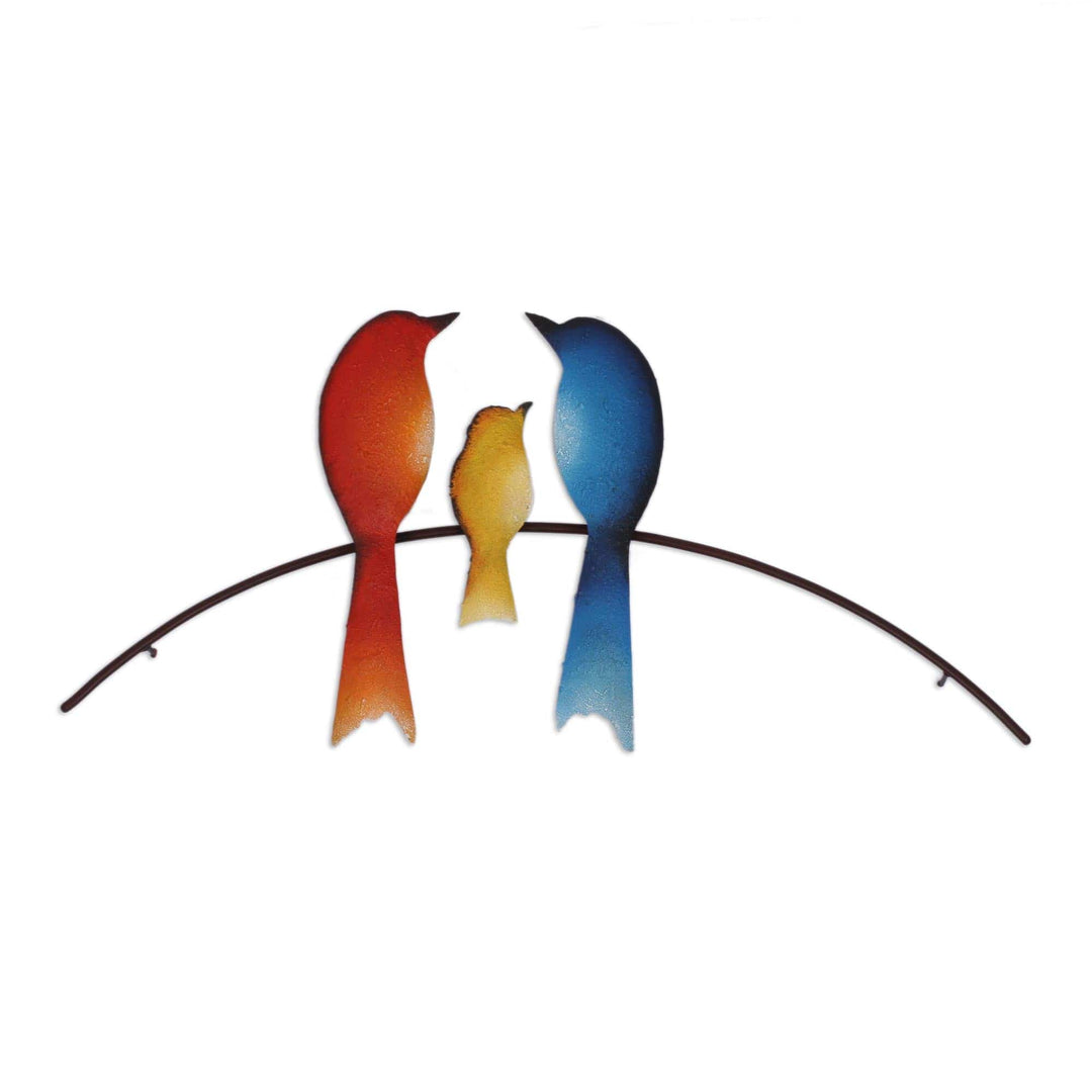 Steel Wall Sculpture of Three Birds from Mexico - Bird Family
