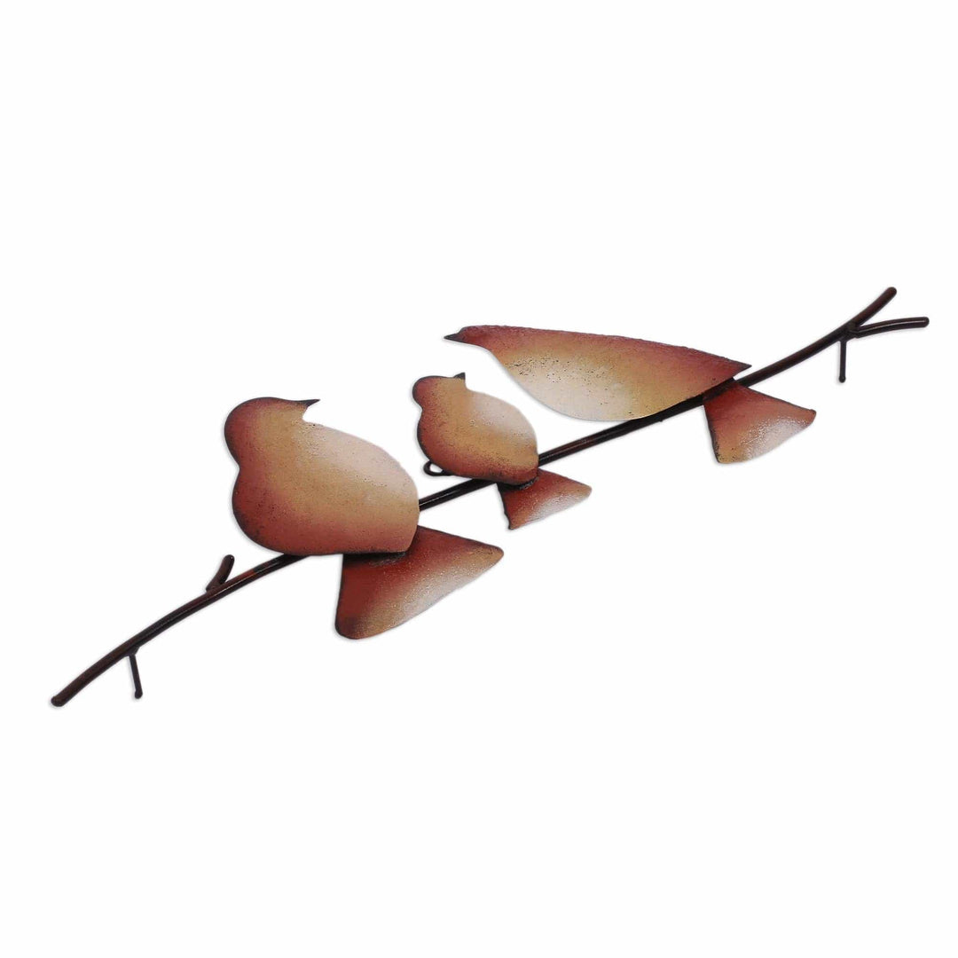 Steel Wall Sculpture of Three Brown Birds from Mexico - My Pretty Family