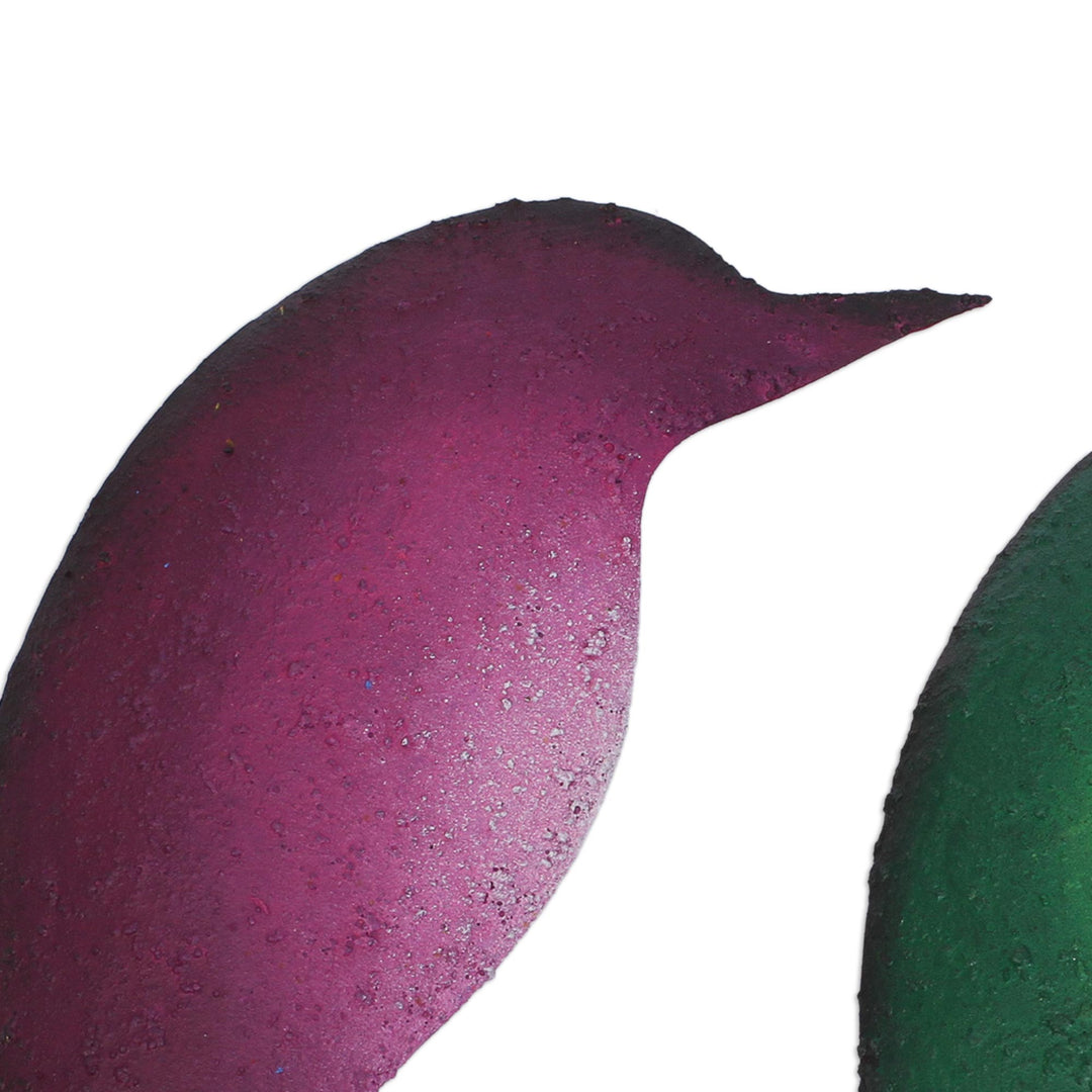Steel Wall Sculpture of Two Colorful Birds from Mexico - Avian Friends