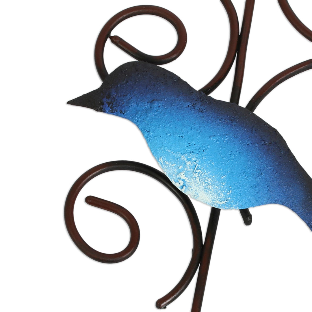 Handmade Steel Wall Sculpture of a Bird Couple from Mexico - Promised Birds