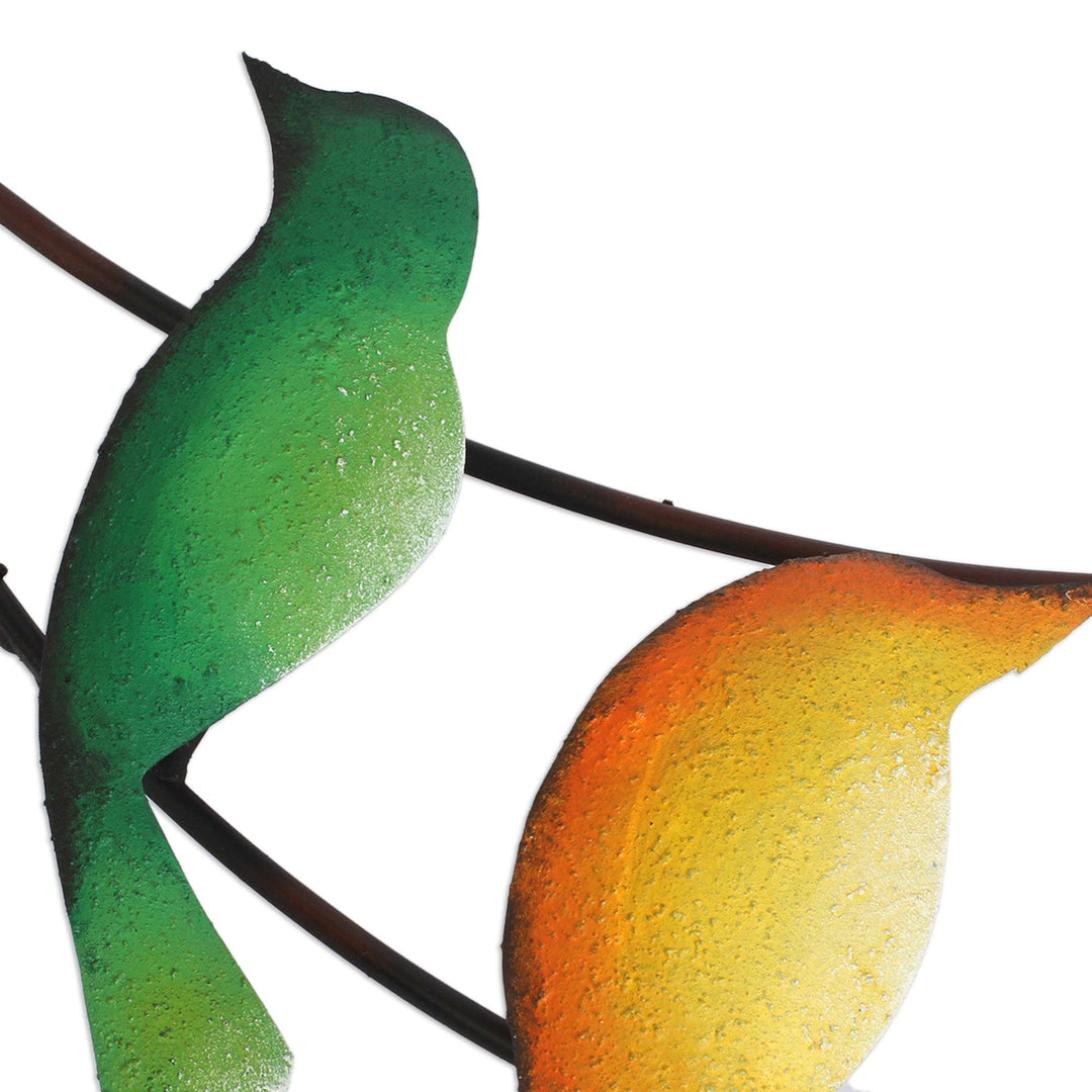 Steel Wall Sculpture of Birds and a Butterfly from Mexico - Friends of Summer