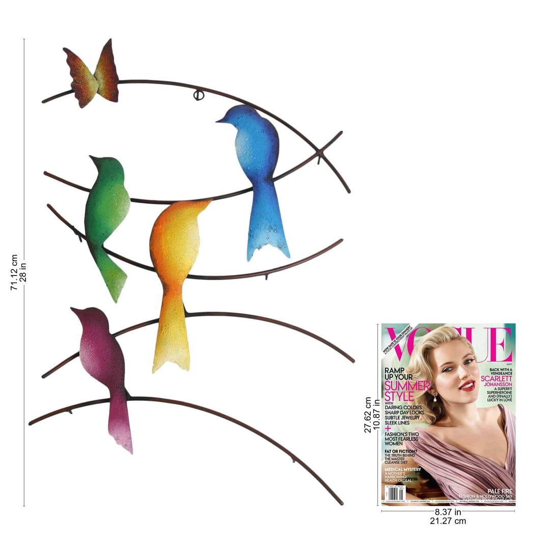 Steel Wall Sculpture of Birds and a Butterfly from Mexico - Friends of Summer