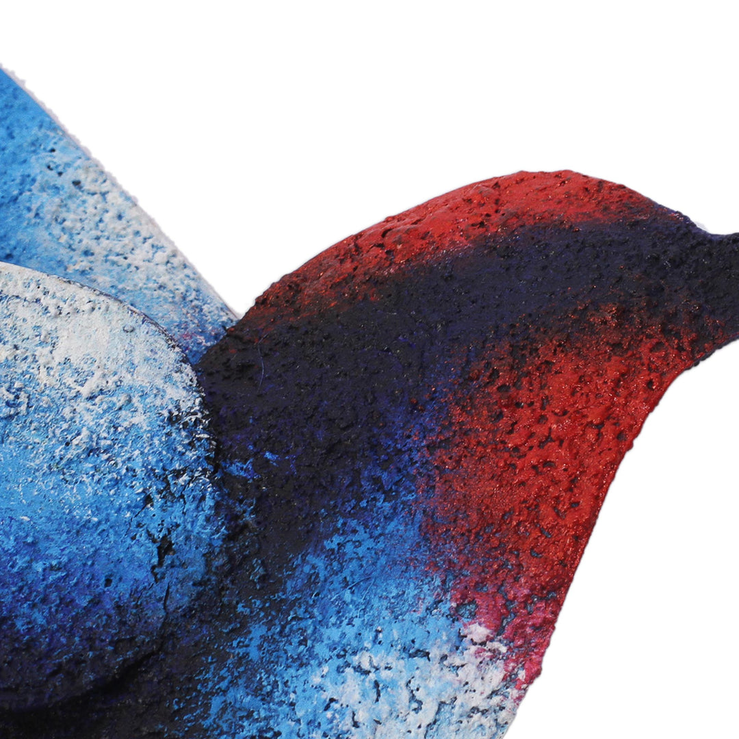 Artisan Handcrafted Blue Hummingbird Steel Wall Sculpture - Delightful Blue Hummingbird