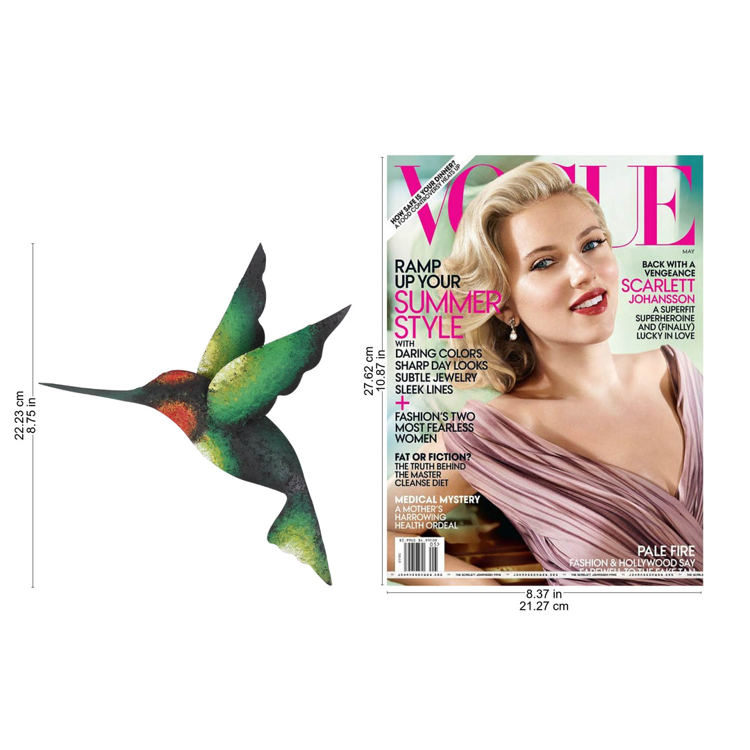 Green Hummingbird Artisan Handcrafted Steel Wall Sculpture - Delightful Green Hummingbird