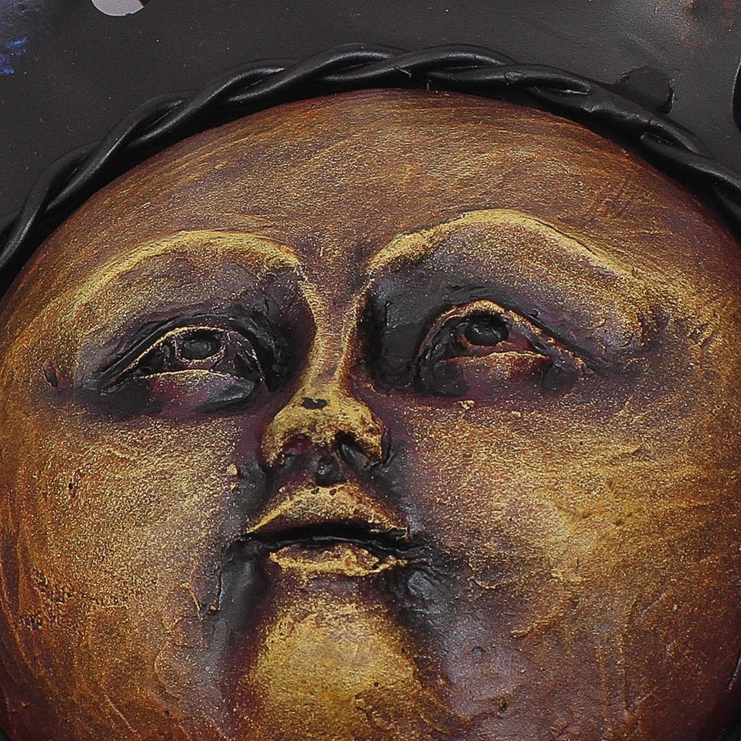 Sun Steel Wall Sculpture in Blue from Mexico - Radiant Star in Blue