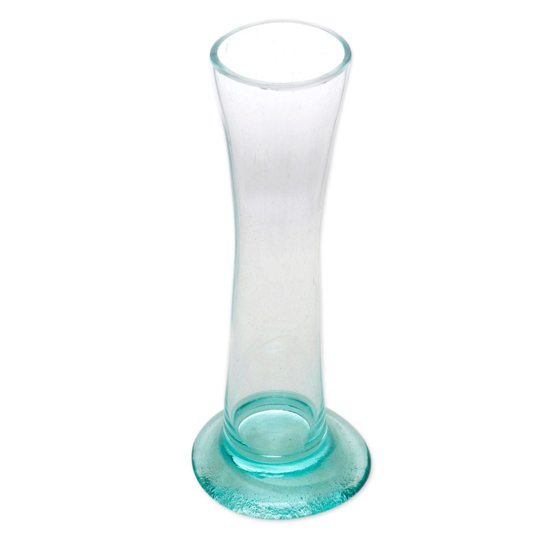 Artisan Hand Blown Glass Cylindrical Vase Made in Bali - Surf Wave