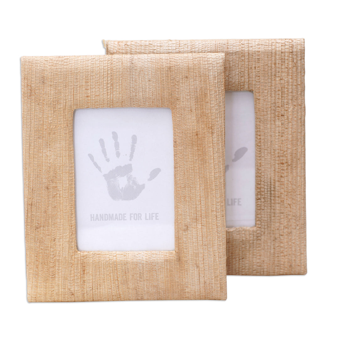 Small Natural Fiber Photo Frames in Beige (Pair, 3x5) - Rustic Memories in Beige