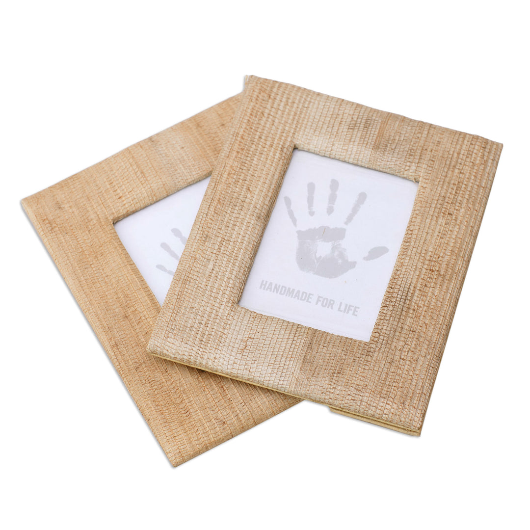 Small Natural Fiber Photo Frames in Beige (Pair, 3x5) - Rustic Memories in Beige