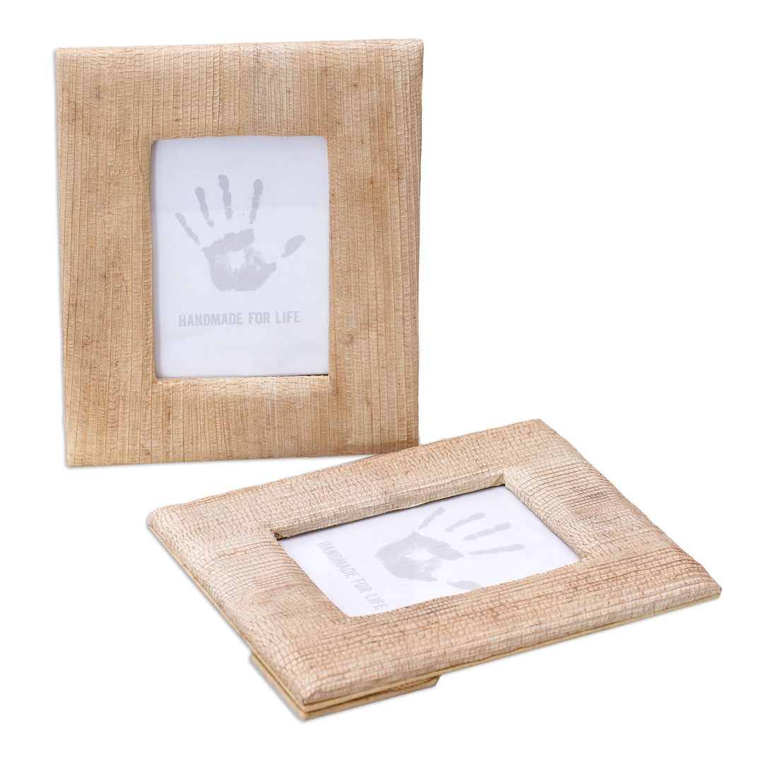 Small Natural Fiber Photo Frames in Beige (Pair, 3x5) - Rustic Memories in Beige