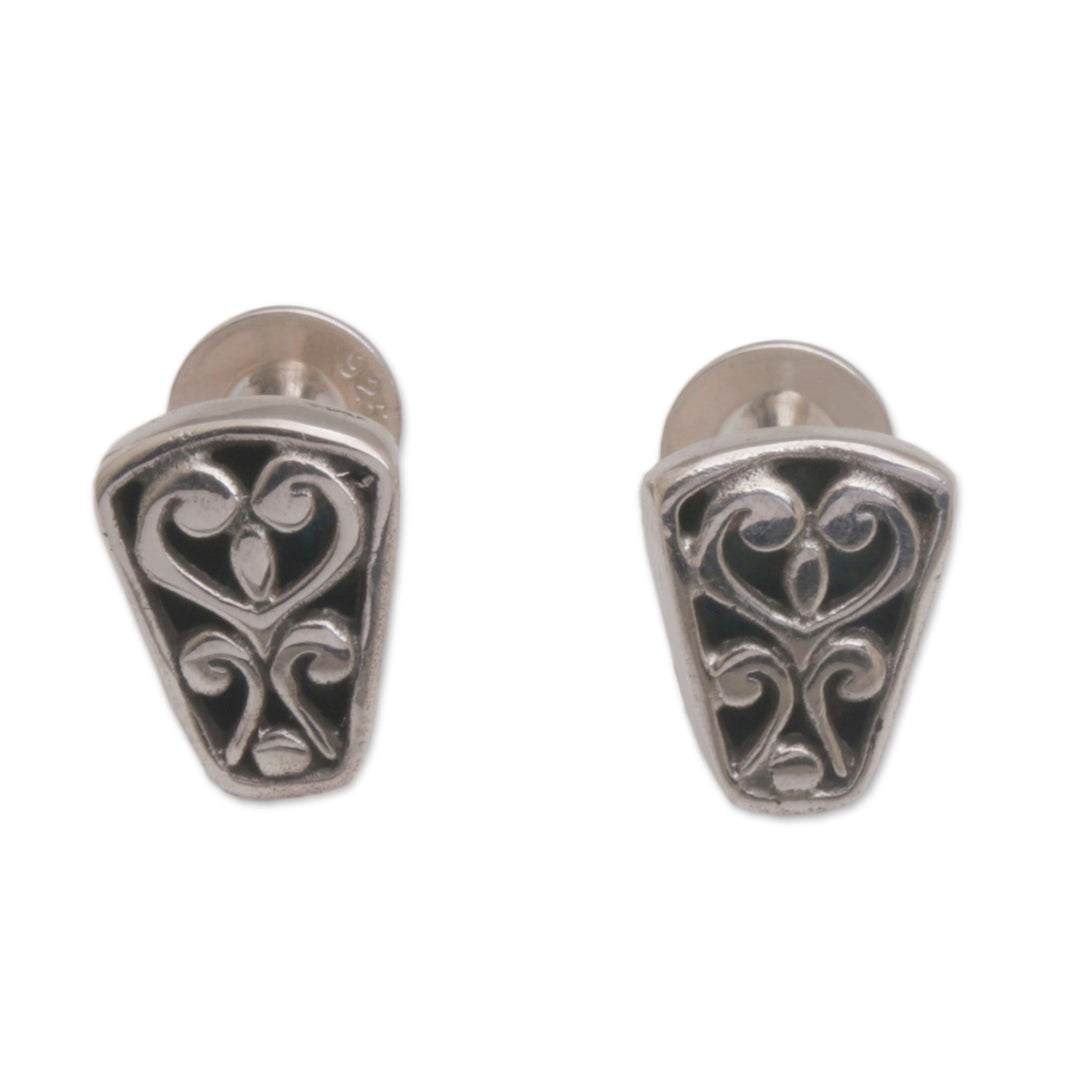 Spiral Motif Sterling Silver Stud Earrings from Bali - Endless Spirals