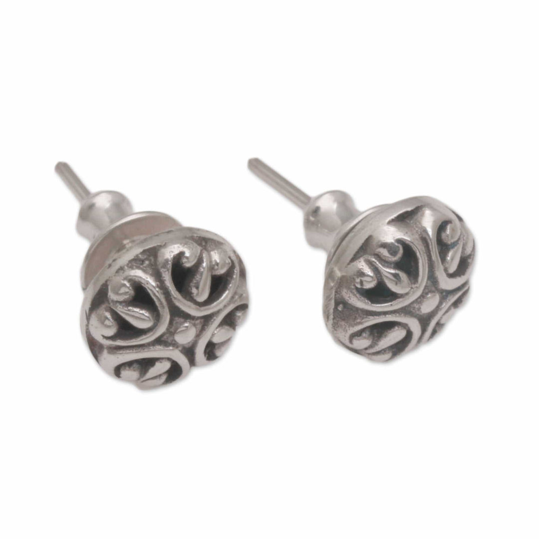 Circular Sterling Silver Stud Earrings from Bali - Prideful Circles