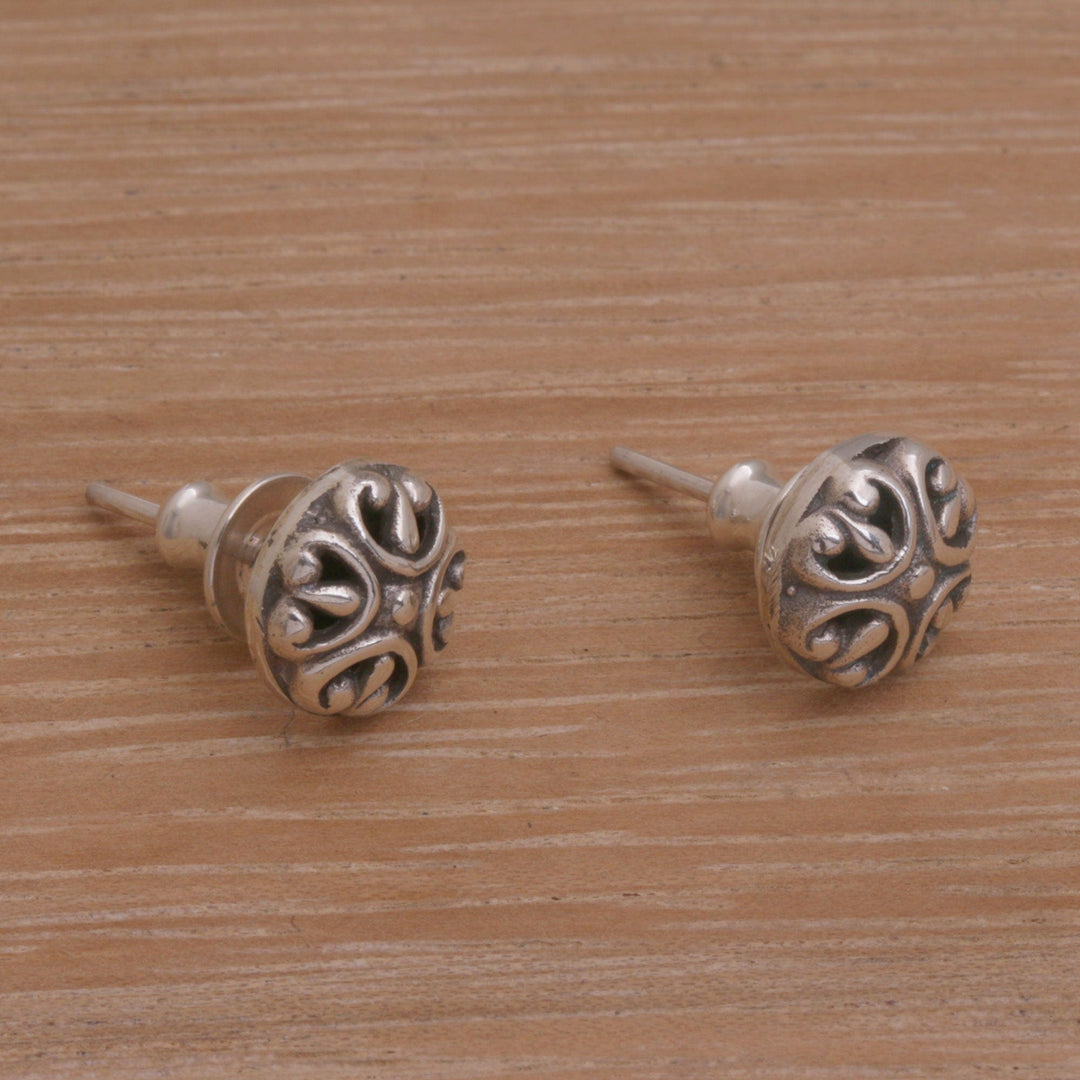 Circular Sterling Silver Stud Earrings from Bali - Prideful Circles