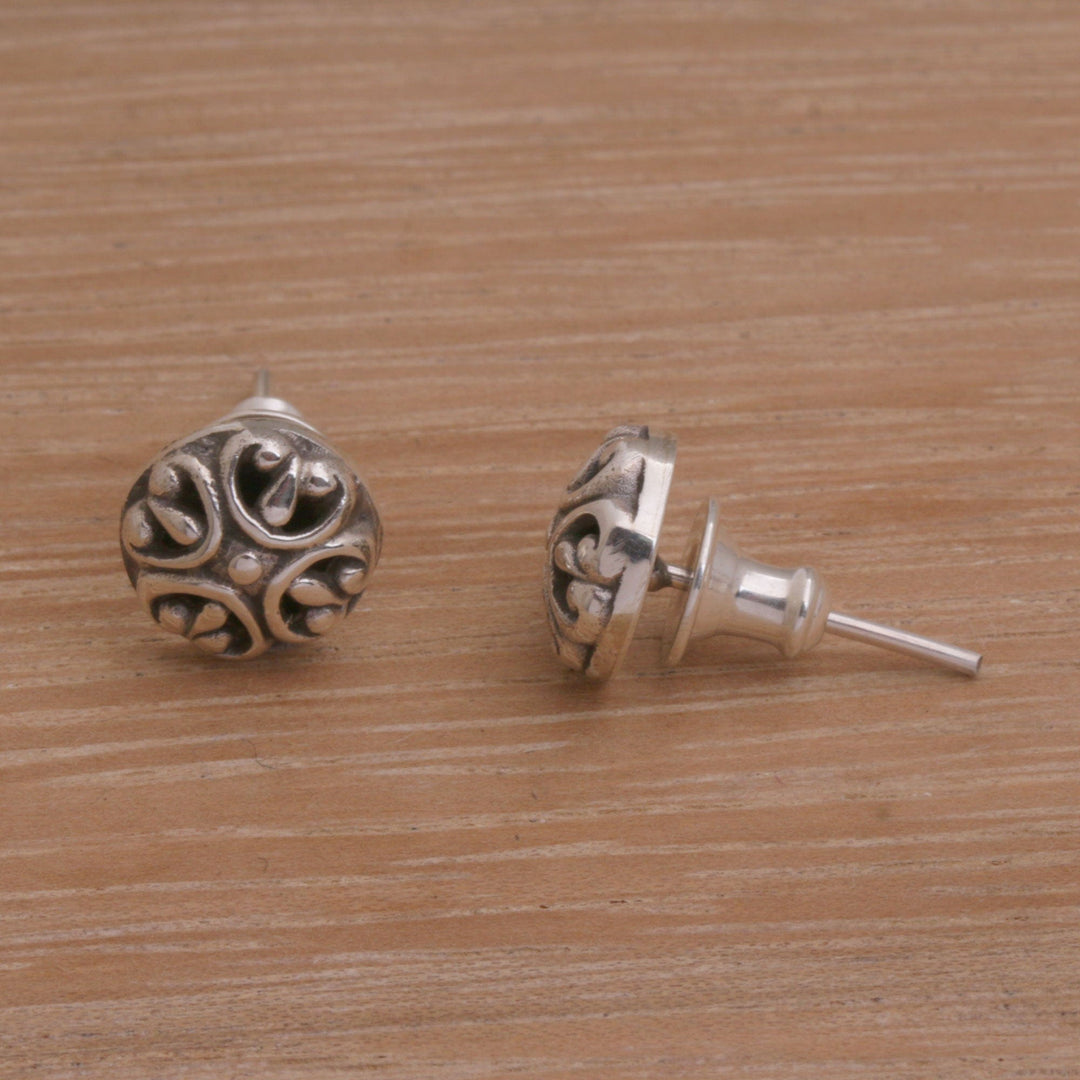 Circular Sterling Silver Stud Earrings from Bali - Prideful Circles
