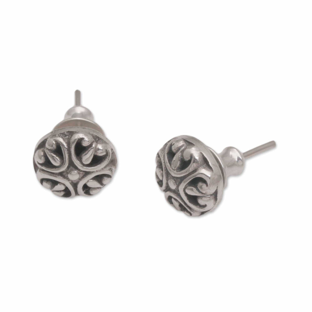 Circular Sterling Silver Stud Earrings from Bali - Prideful Circles