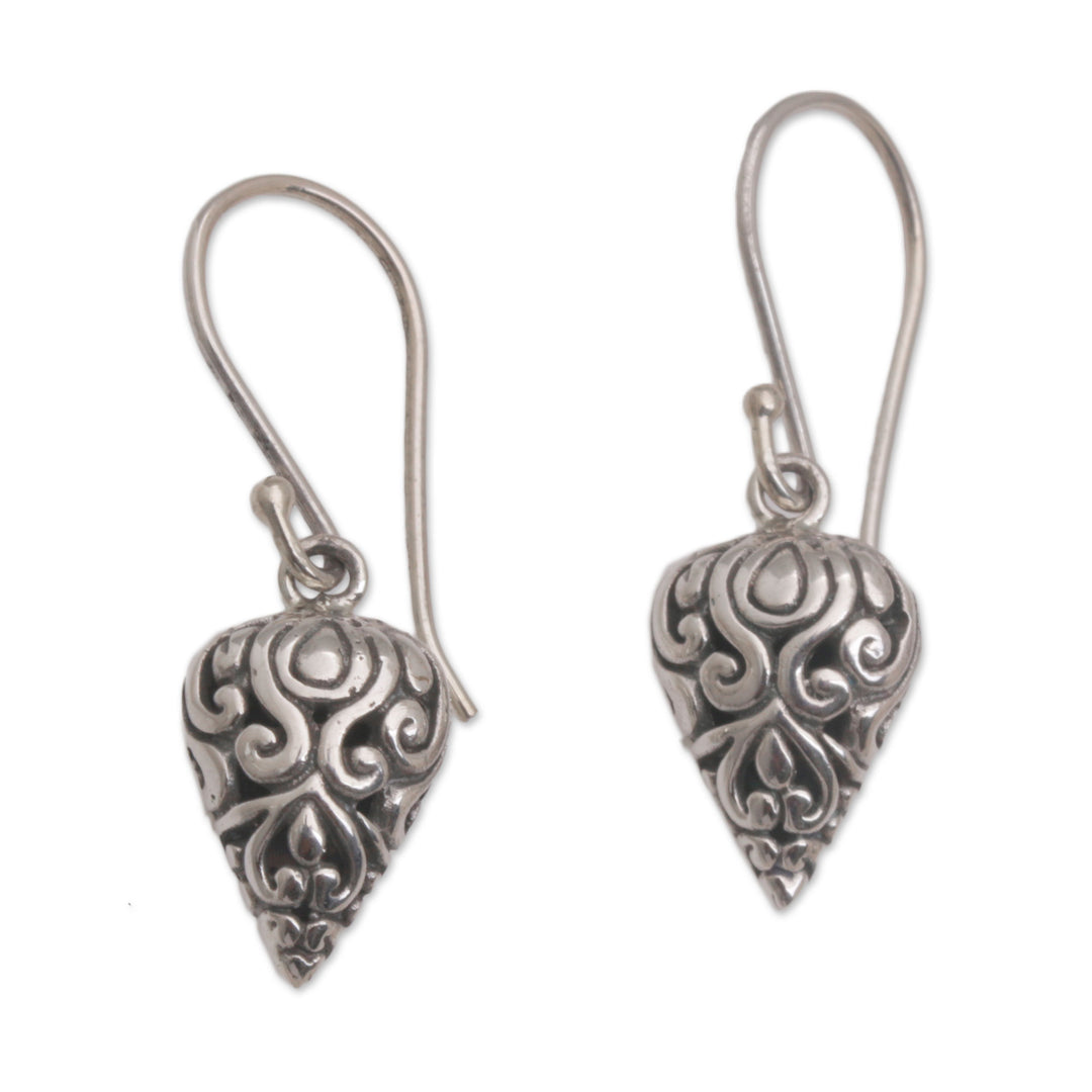 Pointed Sterling Silver Dangle Earrings Crafted in Bali - Pointed Vines