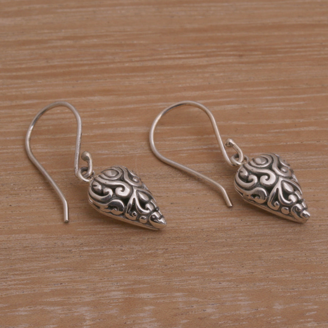 Pointed Sterling Silver Dangle Earrings Crafted in Bali - Pointed Vines