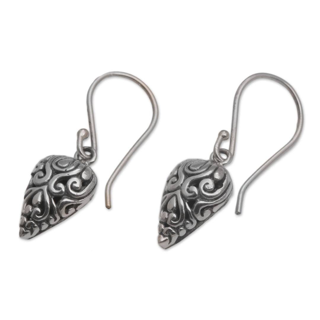 Pointed Sterling Silver Dangle Earrings Crafted in Bali - Pointed Vines