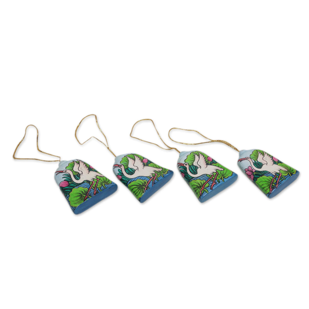 Hand Made Heron at Lakeside Holiday Ornaments (Set of 4) - Heron Lake