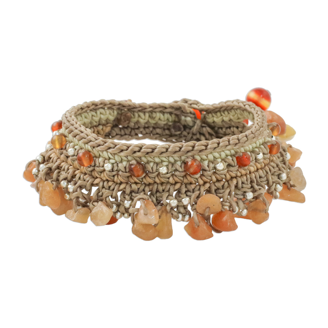 Carnelian Beaded Bracelet Handcrafted in Thailand - Cozy Bohemian