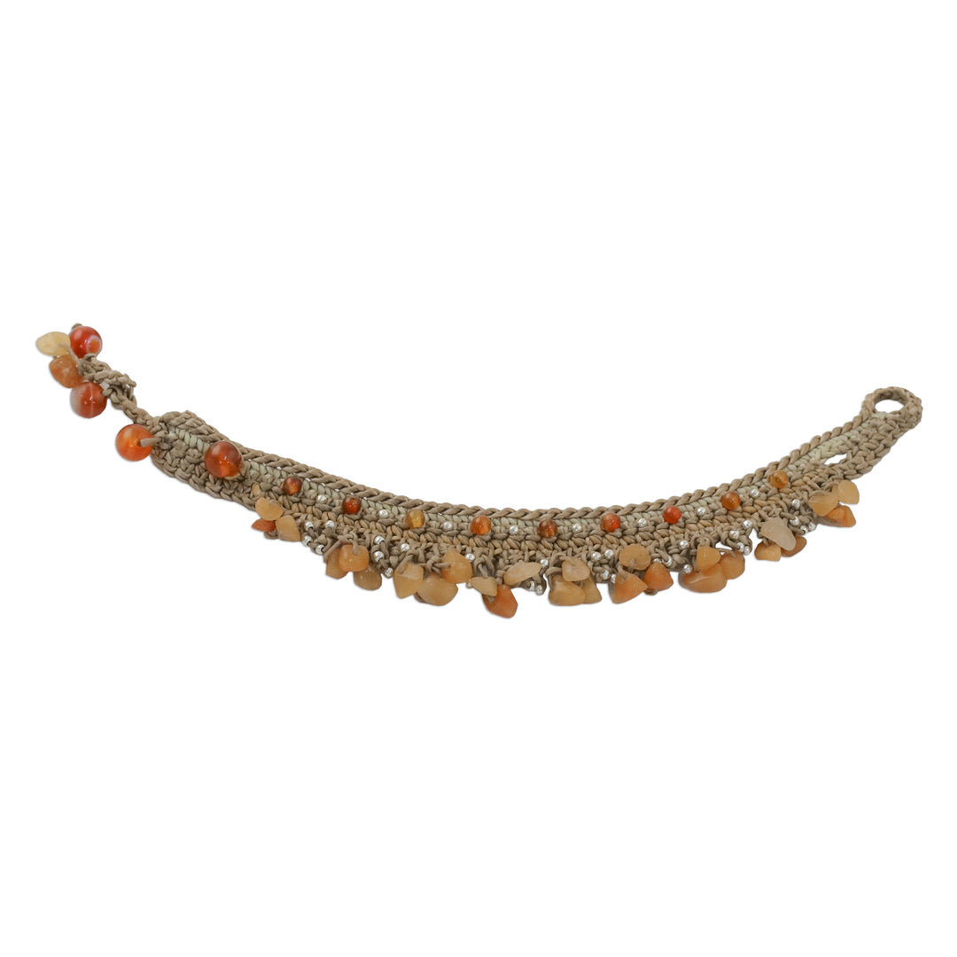 Carnelian Beaded Bracelet Handcrafted in Thailand - Cozy Bohemian