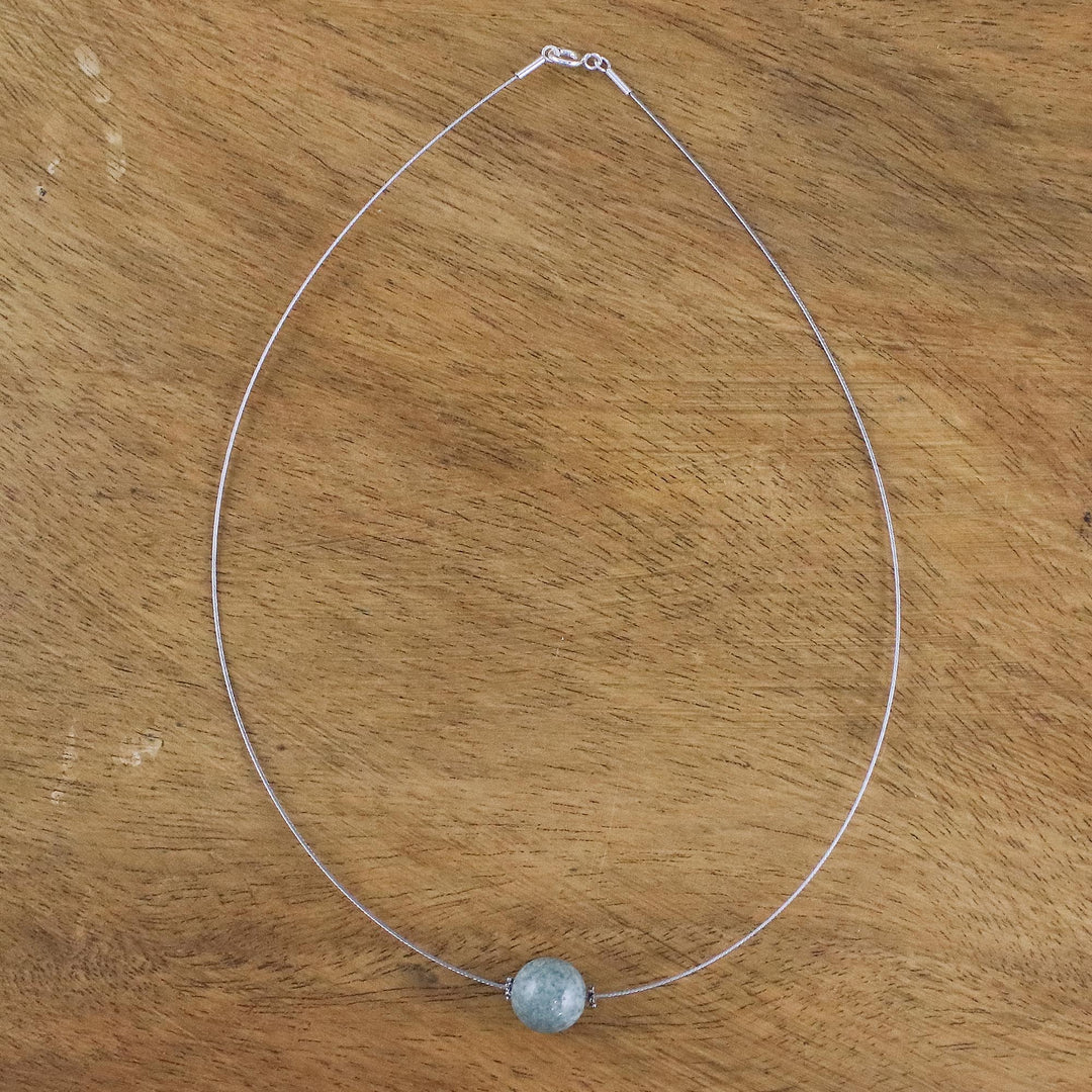 Minimalist Jade Pendant Necklace on Stainless Steel - Trajectory