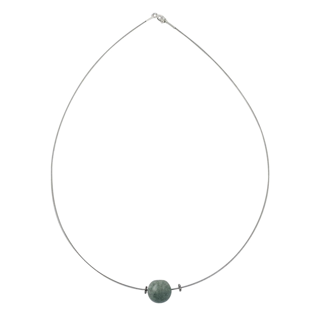 Minimalist Jade Pendant Necklace on Stainless Steel - Trajectory