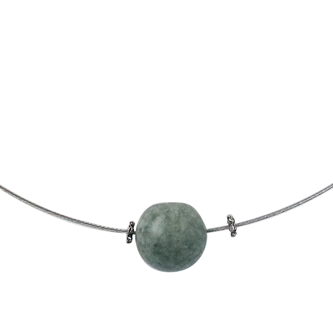 Minimalist Jade Pendant Necklace on Stainless Steel - Trajectory