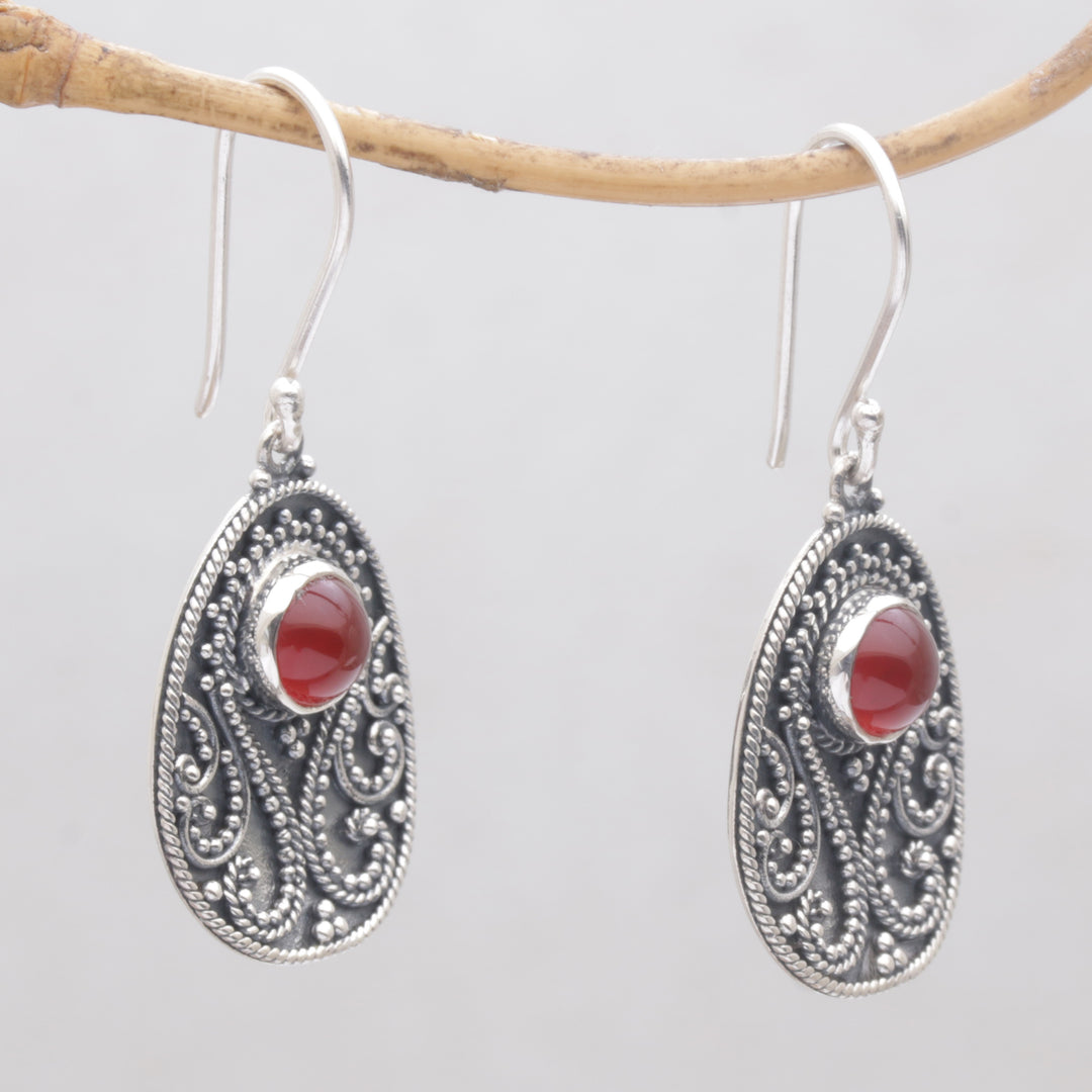 Handmade Carnelian and Sterling Silver Dangle Earrings - Sunset Dream