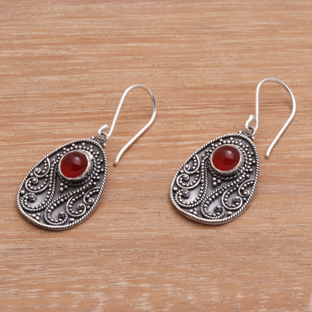 Handmade Carnelian and Sterling Silver Dangle Earrings - Sunset Dream