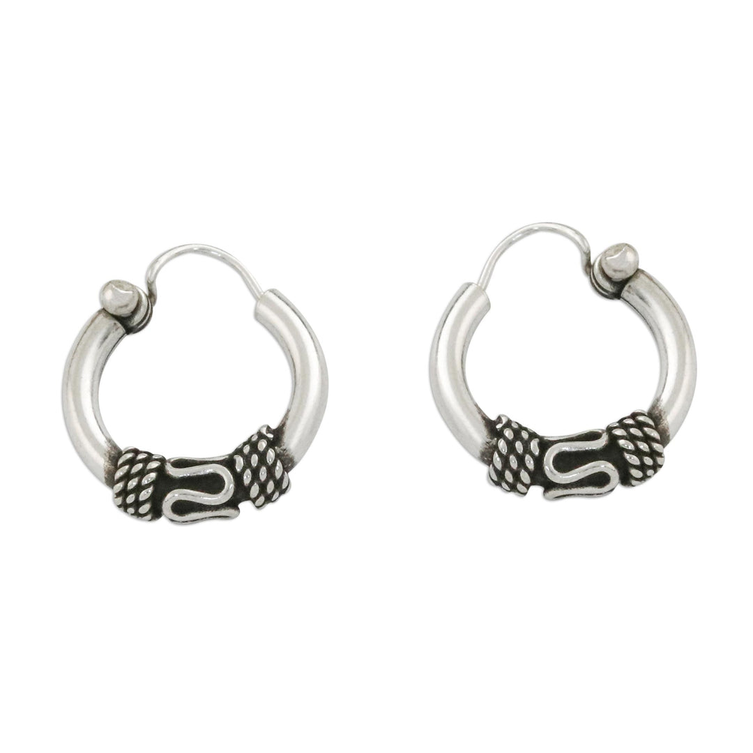 Hand Crafted Sterling Silver Hoop Earrings from Thailand - Thai Flair