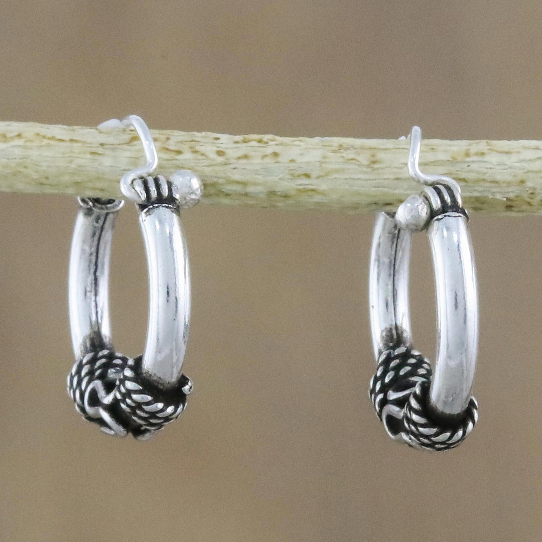 Hand Crafted Sterling Silver Hoop Earrings from Thailand - Thai Flair
