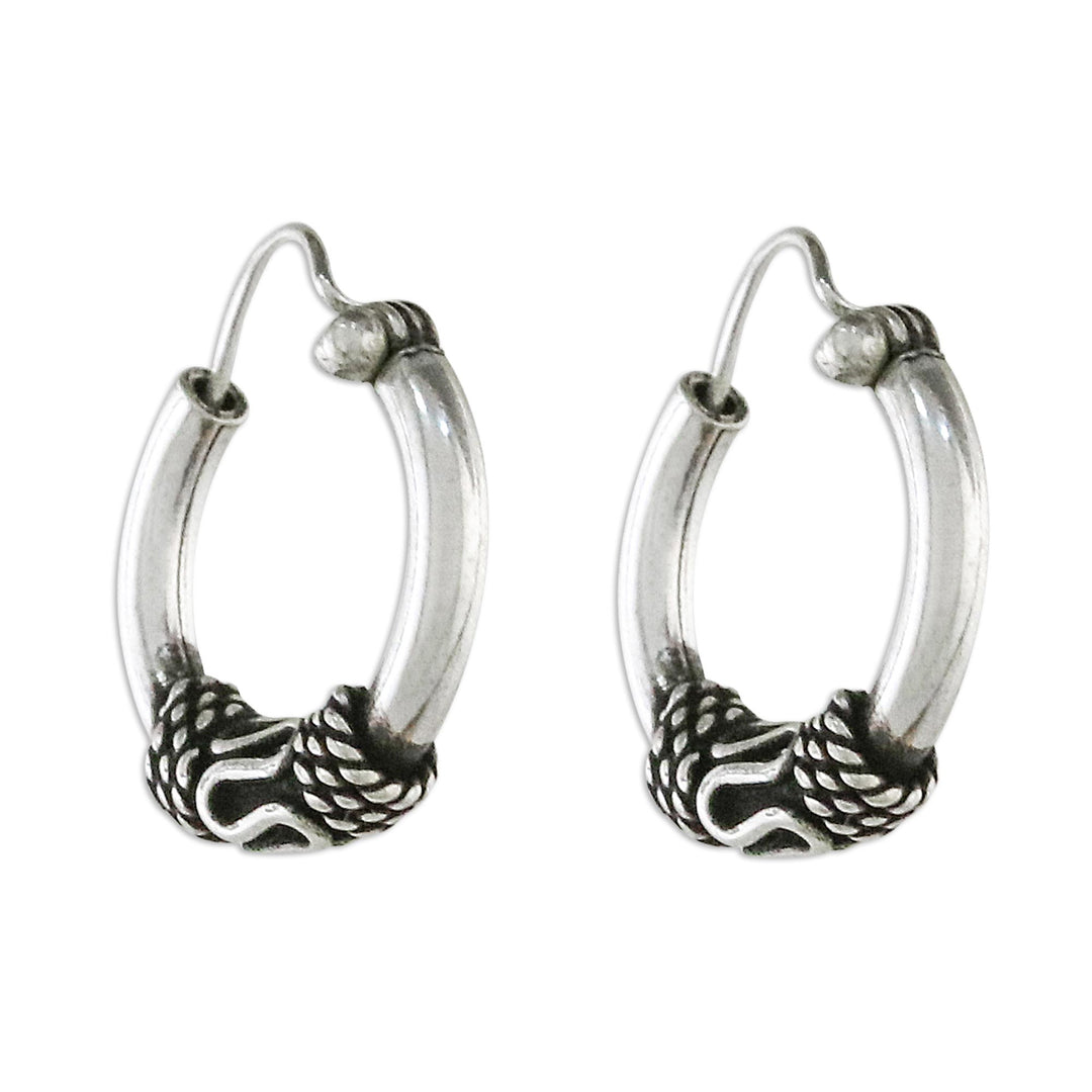 Hand Crafted Sterling Silver Hoop Earrings from Thailand - Thai Flair