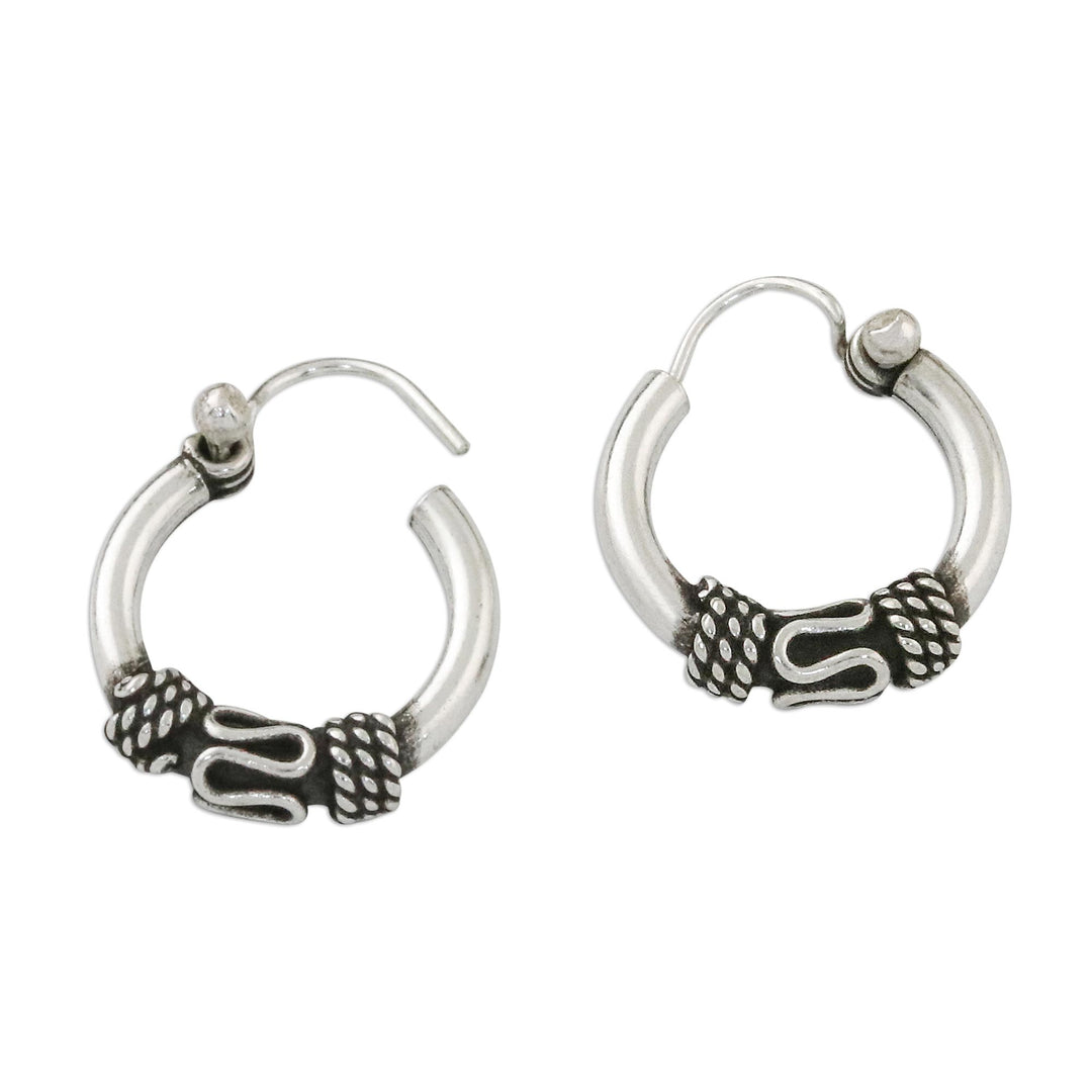Hand Crafted Sterling Silver Hoop Earrings from Thailand - Thai Flair