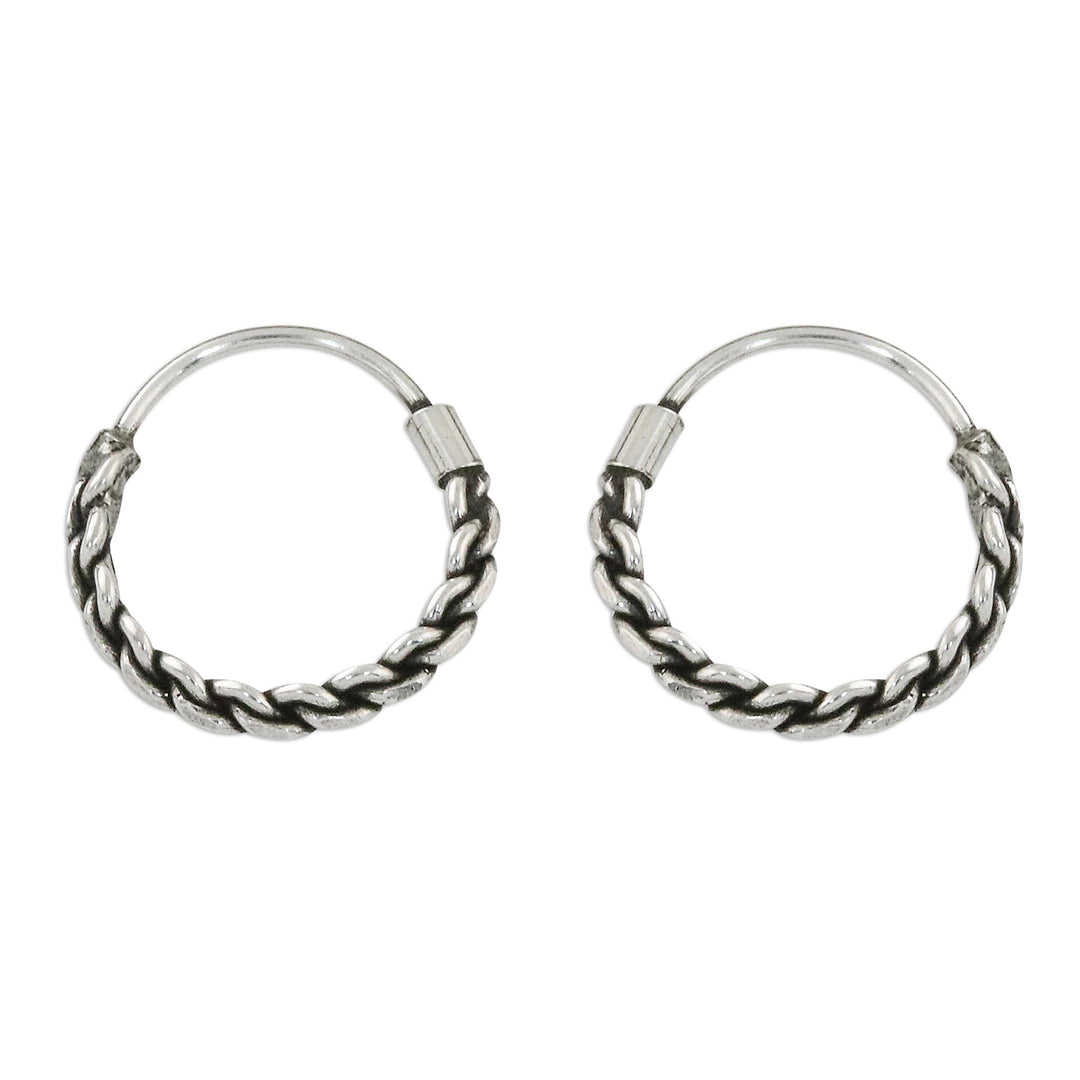 Hand Crafted Sterling Silver Hoop Earrings from Thailand - Trendy Chain