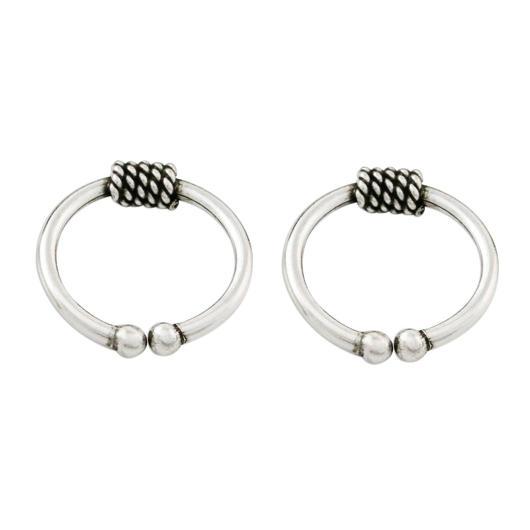 Pair of Modern Thai Sterling Silver Ear Cuff Earrings - Sleek Braid